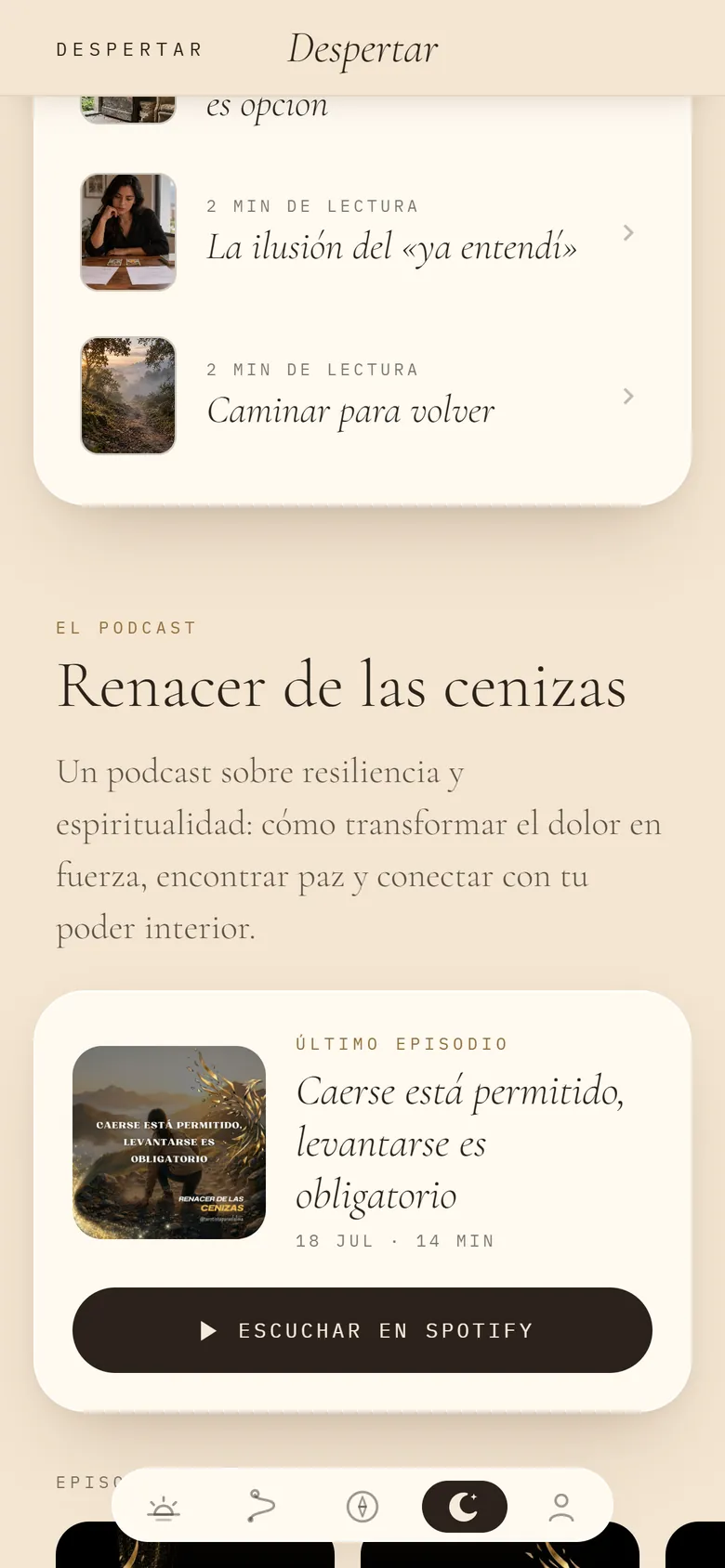 Despertar: lecturas breves y el podcast «Renacer de las cenizas».